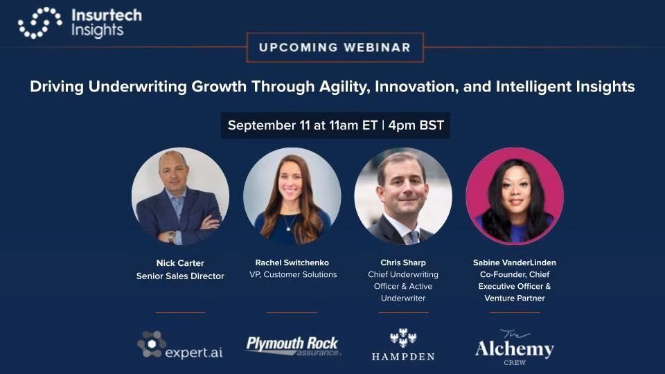 Expert.ai to Deliver AI Expert Perspective at Insurtech Insights Webinar on the Future of Underwriting