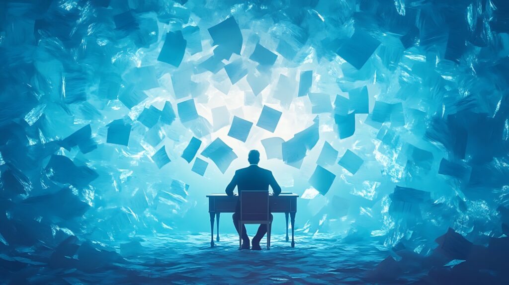 man at desk with papers